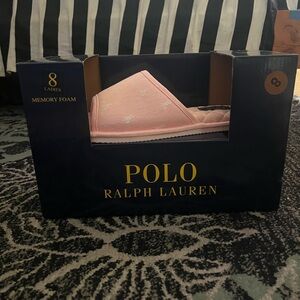 Pink polo logo slippers sz 8